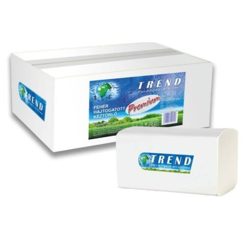 Hajtogatott kéztörlő TREND SOFT Premium V 2 rétegű fehér 150 lap/csomag (20 csomag/karton)